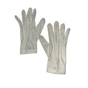 Vintage White Cotton Gloves With Decorative Button Closure 9 Inch Length Womens